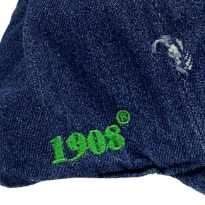 AKA Dark Denim Hat Green Embroidered Letter Baseball <b>Cap</b> Adjustable Washed Denim Headwear Casual Fashion <b>Vintage</b> Style <b>Cap</b> - Product Image 5