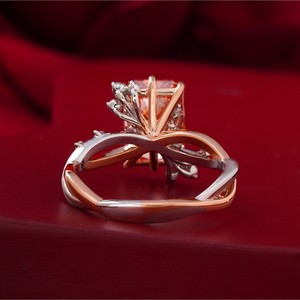 14K Gold <b>Fine</b> Jewelry 3.15 CT Fancy Vivid Red Lab Grown Diamond <b>Ring</b> Cushion Cut with Prong Setting for Graduation - Product Image 4