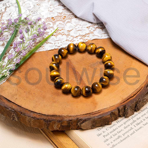 Bracelet en perles d'œil de tigre naturel unisexe, perles de pierre polies, Chine, pour cadeau, fête, usage quotidien - Product Image 6