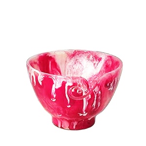Cuenco de hilo de resina hecho a mano de color rosa, cuenco de madera y resina para tejer en línea al mejor precio, tamaño de producto personalizado hecho en India - Product Image 1