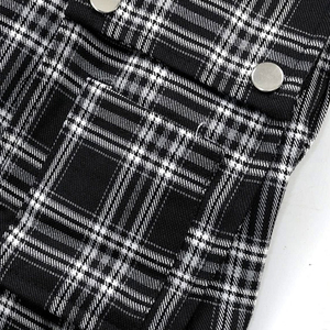 Women's Black <b>White</b> Plaid <b>Wrap</b> Skirt With Side Lace Up And Button Closure - Product Image 5