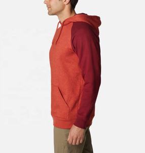 <b>Men's</b> <b>Red</b> Raglan Sleeve Hooded <b>Sweatshirt</b> Solid Color Fleece Casual Fit Autumn Wear - Product Image 2