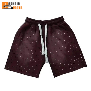 Pantalones Cortos para Hombre Personalizados por el Fabricante, con Lavado Ácido, Efecto Desgastado por el Sol y Pedrería, Estilo Urbano Vintage Oversize - Product Image 3