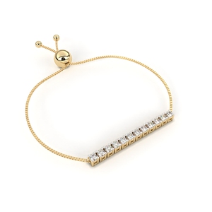 Contemporary 18K Yellow Gold Plated Sterling <b>Silver</b> Moissanite Bolo <b>Bracelet</b> - Product Image 2