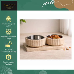 Comederos para Perros y Gatos de Piedra Natural Tallada, Ecológicos, Duraderos, Elegantes y de Buena Calidad, Comederos de Travertino No Tóxicos para Mascotas, Uso en Interiores - Product Image 6