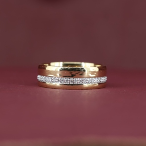 925 Sterling Silver 14K Gold Plated Rose Gold Plated Engagement Hiphop Pave Moissanite Middle Line <b>Large</b> Wide Band <b>Ring</b> - Product Image 2