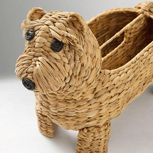 Cute Handmade Water Hyacinth Dog Kids <b>Storage</b> <b>Basket</b> Animal <b>Toy</b> Organizer Woven <b>Storage</b> Bin for Children Nursery Playroom - Product Image 5