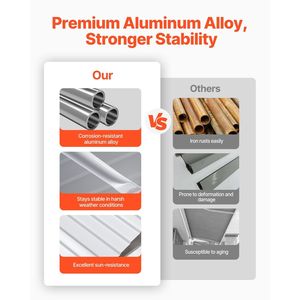 Toldo de Aluminio Resistente de 48 x 42 Pulgadas para Ventanas y Puertas, Ligero y Estable, para Protección Contra Lluvia, Nieve y Sol - Product Image 3