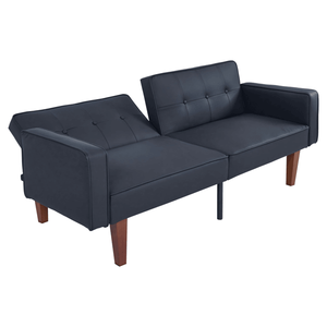 Divano Reclinabile Moderno in Stile Mid-Century in Pelle PU con Gambe Regolabili in Legno e Metallo e Schienale Trapuntato - Product Image 5