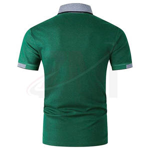 ผลิตเสื้อโปโลชายคุณภาพพรีเมียม ผ้าปิเก้ 100% ดีไซน์ล่าสุด สีเขียวและสีเทาที่คอเสื้อ สำหรับทุกเพศ - Product Image 2