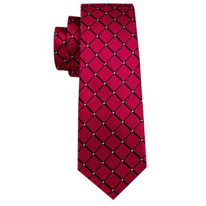 Corbata de Seda Roja con Diseño Argyle, Tejido Jacquard Clásico, para Vestimenta Formal de Negocios, 8.5cm de Ancho - Product Image 4