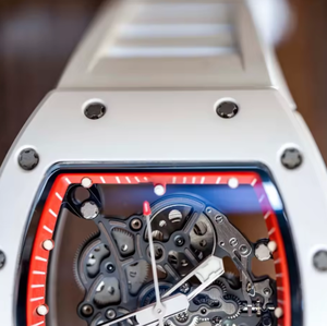 Montre mécanique de luxe pour homme, en céramique blanche, bracelet en caoutchouc, 44 mm, étanche 30 m. - Product Image 3