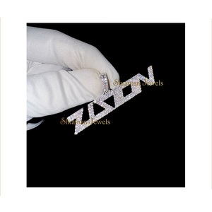 Lab Grown Diamond Jewelry Custom Iced Hip Hop Trendy High Quality 925 Sterling <b>Silver</b> <b>Initial</b> Name Letter Pendant Gift Him/Her - Product Image 3
