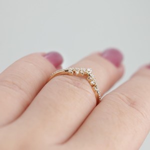 Plant Branch Lab Grown Round Cut Diamond Stacking Band <b>Ring</b> for Women's 14K Solid Gold Wedding Surprise Gift for Bridle Charms - Product Image 4