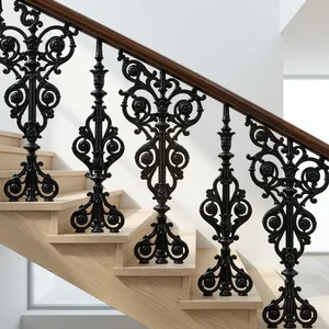 Panneau de rampe d'escalier en fer forgé orné, décorations en volutes, meneaux et balustres métalliques décoratifs pour rénovation d'escalier intérieur - Product Image 6