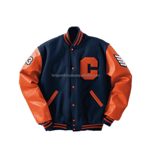 Vestes à manches en cuir avec logo personnalisé Vestes de baseball Letterman Vestes en cuir en laine Poignets côtelés Manches en cuir - Product Image 3