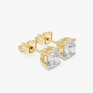 Pendientes de Diamantes Cultivados en Laboratorio con Corte Cojín de 1.80 CTW, Oro Amarillo de 9K, Cuadrados, 4 Puntas, Venta al por Mayor, Joyería Fina OEM - Product Image 5