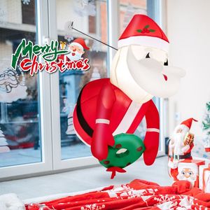 3.3 Feet <b>Lighted</b> Santa Claus Inflatable Outdoor Holiday Yard Decorations Festive Christmas Ornament Unique BROKE <b>Window</b> Design - Product Image 5