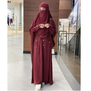 Hijab Niqab Islamique pour Femmes, Grand Voile Double Couche, Moyen-Orient, Ramadan, Prière Arabe, Khimar, Bandana Musulman Couleur Unie, Tendance - Product Image 5