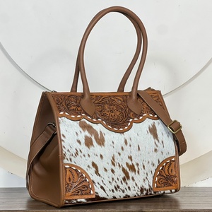 Sac fourre-tout en cuir de vachette véritable, motif western, brodé, pour femme, à porter à l'épaule, pour un usage quotidien, toutes saisons - Product Image 4