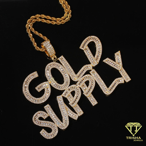 Trendy Iced Out Letter Pendant Necklace Custom <b>Name</b> Jewelry Hip Hop Bling Moissanite Diamond Pavé Pendant With Cuban Link <b>Chain</b> - Product Image 4