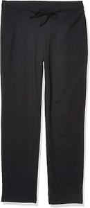 Pantalon de survêtement noir en molleton pour femme, coupe droite, taille élastique, longueur intégrale, uni, décontracté, hiver, polyester/coton - Product Image 4
