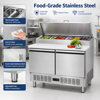 Table de préparation de salades et sandwichs commerciale à 2 portes, réfrigérateur en acier inoxydable Saladette avec bacs GN