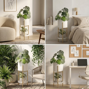 Étagère à plantes d'intérieur moderne en aluminium moulé avec revêtement en poudre à 2 niveaux, écologique, pour la décoration de la maison, support d'angle pour plusieurs pots de fleurs - Product Image 6