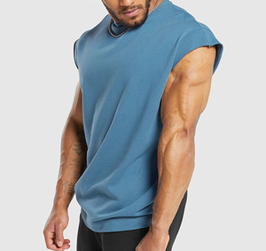 Camiseta Deportiva sin Mangas para Hombre, Mezcla de Algodón, Cuello Redondo, Chaleco Atlético para Gimnasio, Correr, Entrenamiento, Secado Rápido, Transpirable - Product Image 3