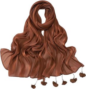 Pink <b>Chiffon</b> <b>Scarf</b> With Tassels Solid Color Islamic Headscarf For Women Spring Summer Wear - Product Image 2