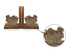 Sujetalibros Decorativos de Madera de Sheesham con Forma de Pavo Real Bailarín Tallado a Mano para Mesa - Product Image 5