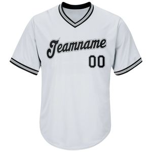 Custom White V-Neck <b>Baseball</b> Jersey Men's Short Sleeve Team Name Printed Moisture Wicking Polyester Sport Apparel - Product Image 1