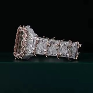 Montre en diamant Moissanite VVS, mouvement automatique, 41 mm, entièrement en or rose et blanc, avec diamants, mouvement ETA - Product Image 2