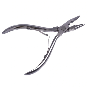 Ensemble de pinces pour extensions de cheveux en acier inoxydable, 2 pièces, outil d'ouverture et de retrait de micro-anneaux à pointe droite et courbée - Product Image 1