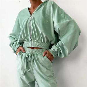 Sudadera corta con capucha y cordón, personalizada, transpirable, estampada, de hombros caídos, de felpa, holgada, para mujer - Product Image 6