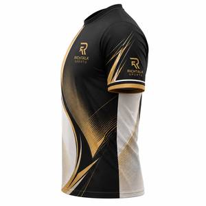 Men's Short Sleeve <b>Geometric</b> Print T-<b>Shirt</b> Black Gold Quick Dry Regular Fit O-Neck Knitted Polyester - Product Image 3