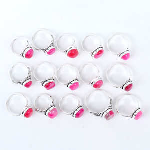 Minimalist Pink Agate <b>Statement</b> <b>Ring</b> Adjustable Brass Band High Quality Handcrafted Vintage Women's Fashion Jewelry Wholesale - Product Image 3