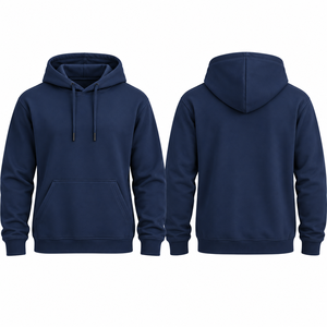 Sweat-shirt à capuche pour homme bleu marine personnalisé, coupe classique, manches longues, poche kangourou, streetwear décontracté - Product Image 1