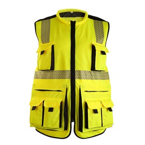 Veste de travail de sécurité réfléchissante pour hommes, en tissu tricoté 100% polyester haute visibilité, pour travaux routiers, avec logo personnalisé - Product Image 5