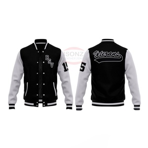 Logotipo personalizado de los hombres de invierno de la calle Varsity chaquetas transpirable Chenille lana cuerpo de cuero brazos con capucha cuello Letterman tela tamaño - Product Image 2