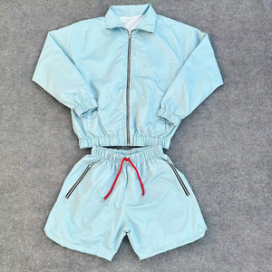 Custom Nylon Polyester Windbreaker Two Piece Jacket Short Set Men for Spring 2026 cotton Breathable - Product Image 1