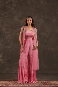 Heavy Jacket + Sharara Pant Light Pink - Product Image 2
