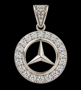 Pendentif en zircon argenté, breloque ronde avec centre triangulaire, collier, bijou, cadeau - Product Image 4