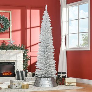 Albero di Natale Artificiale Bianco Sottile di 2,1 Metri con 499 Rami Realistici e Supporto in Plastica, Decorazione Natalizia - Product Image 2