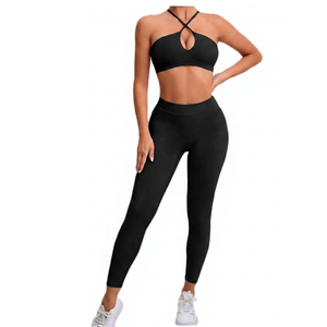 Conjunto de Leggings y Sujetador Deportivo de Yoga para Mujer, Tallas Grandes, Transpirable, Color Sólido, Ropa Deportiva Informal para Gimnasio - Product Image 3