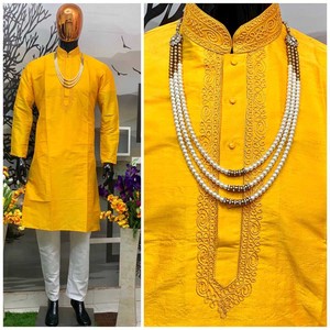 MULBERRY POLO KURTA PANTALÓN SEMI ALGODÓN BORDADO TRABAJO CUELLO PATRÓN FIESTA DESGASTE COSTADO COMPLETO - Product Image 1