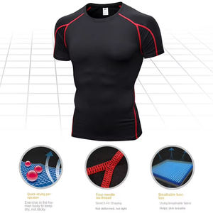 Custom Logo Manufacturer High Quality <b>Black</b> Regular Fit Men's <b>Compression</b> Gym T-<b>Shirt</b> Quick Dry Fitness Sports Knitted Organic - Product Image 1