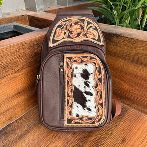 2024 nueva moda, bolsos cruzados de cuero con herramientas manuales para mujer, riñonera occidental con tirantes, bolso de hombro de gran capacidad de piel de vaca - Product Image 3