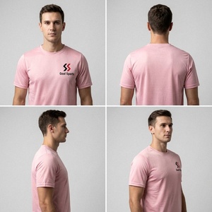 เสื้อยืดคอกลมแขนสั้นผ้าตาข่ายระบายอากาศดี น้ำหนัก 220 กรัม สีพื้น ทรงหลวม ใส่สบาย สำหรับผู้ชาย ขายส่ง - Product Image 2