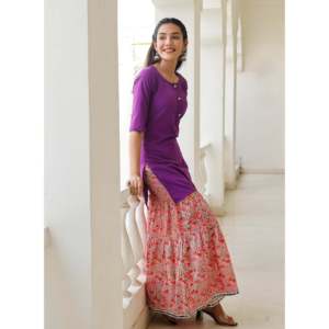 Ensemble de kurta classique en coton et mousseline de soie pour femmes - Taille XS - Product Image 4